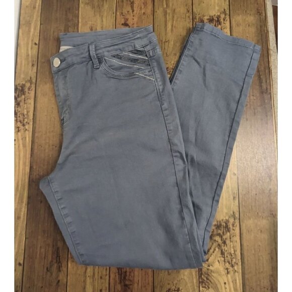 Soft Surroundings Skinny Pants Embroidered Pockets Blue Grey Women's 14 - Picture 1 of 7